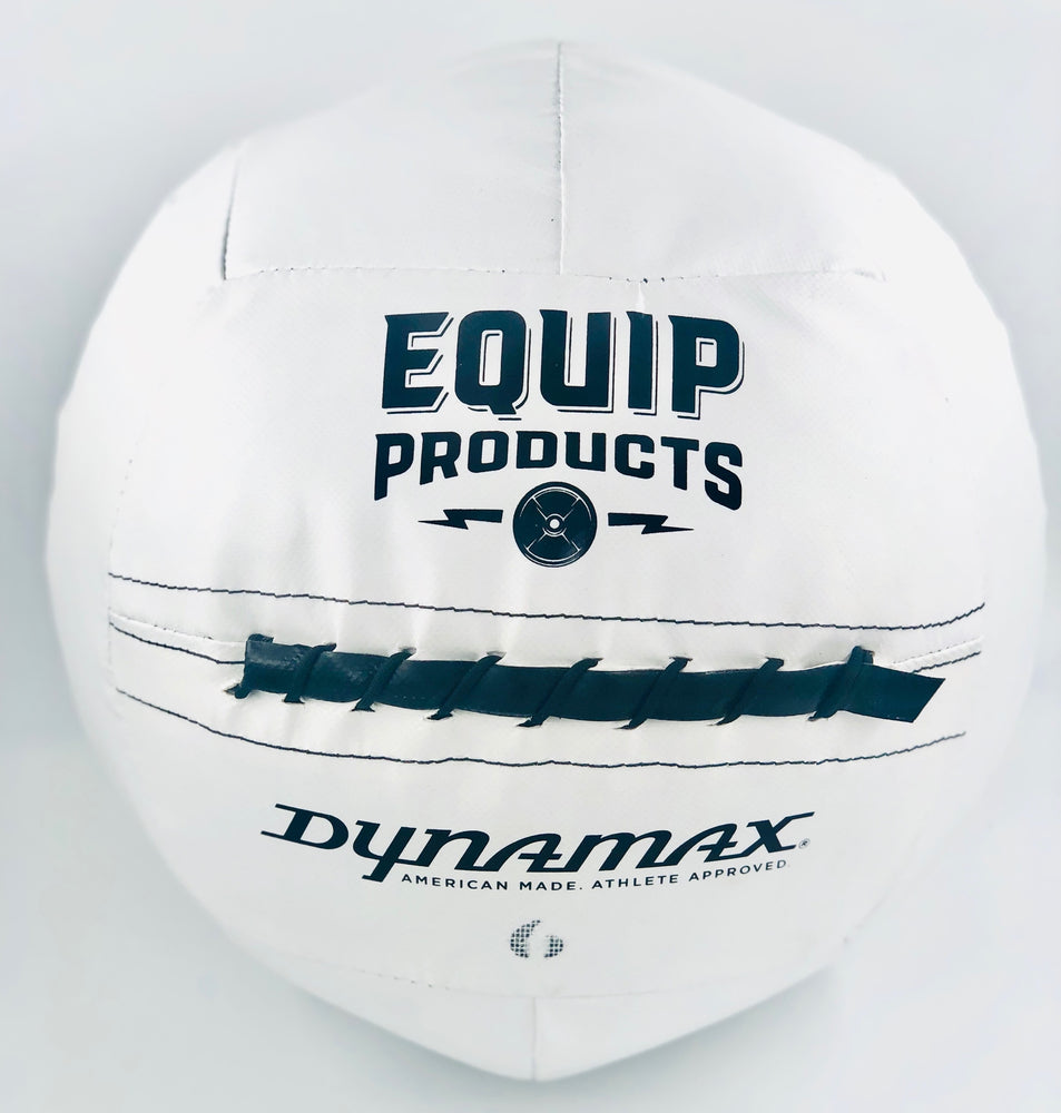 White Dynamax Wall Ball made exclusively for Equip Products to allow for contrast by the visually impaired. White contrasting background.